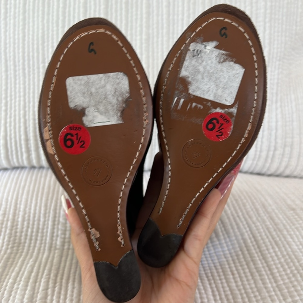 NWOT Anthropologie LEIFSDOTTIR Katrina Brown Suede Cut Out Platforms size 6.5 - Picture 7 of 8